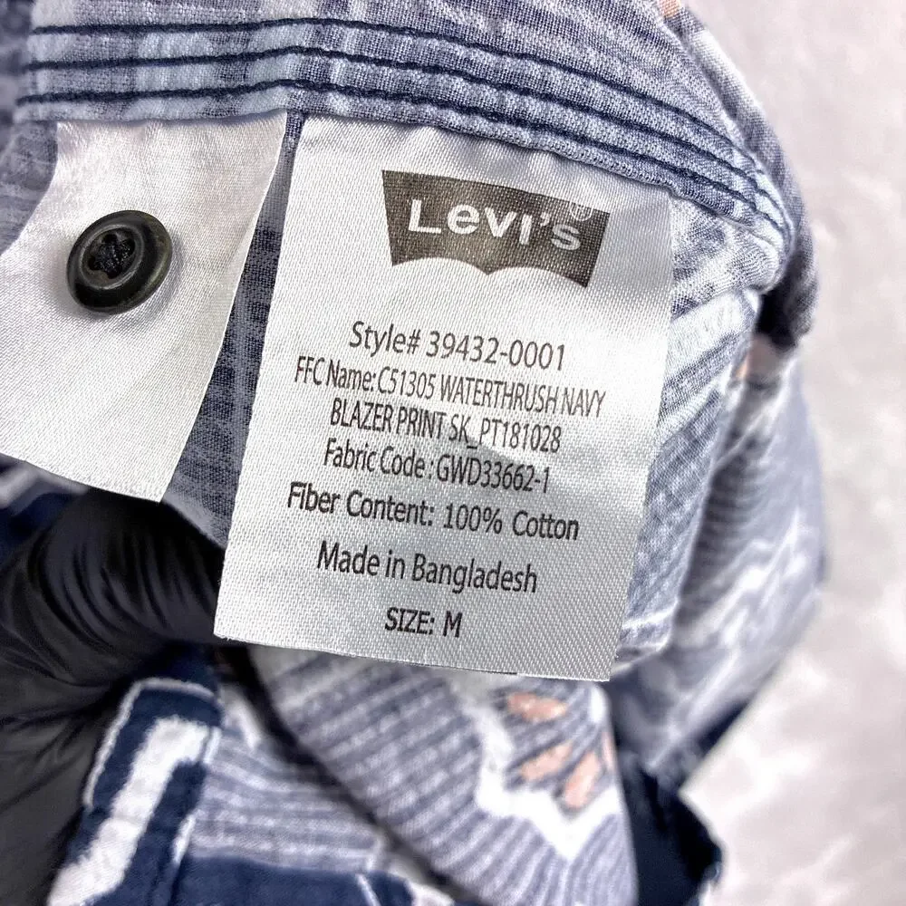 VTG Levis Skateboarding Collection Shirt Mens M Navy Geo Mandala AOP Skate Y2K